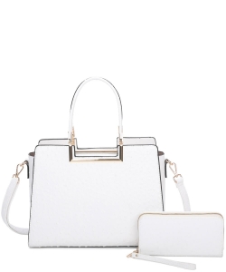 Ostrich 2-in-1 Top Handle Satchel T2318T2 WHITE